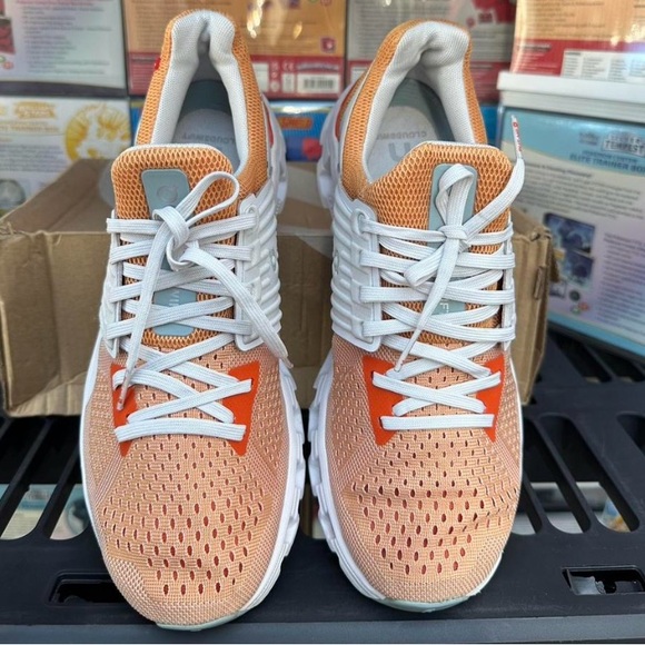 On cloudswft 2 Running Orange and White Athletic Shoes - Picture 2 of 6